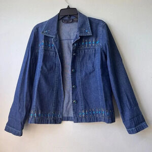 Life Style Womens Vintage Button Blue‎ Denim Jacket Size M